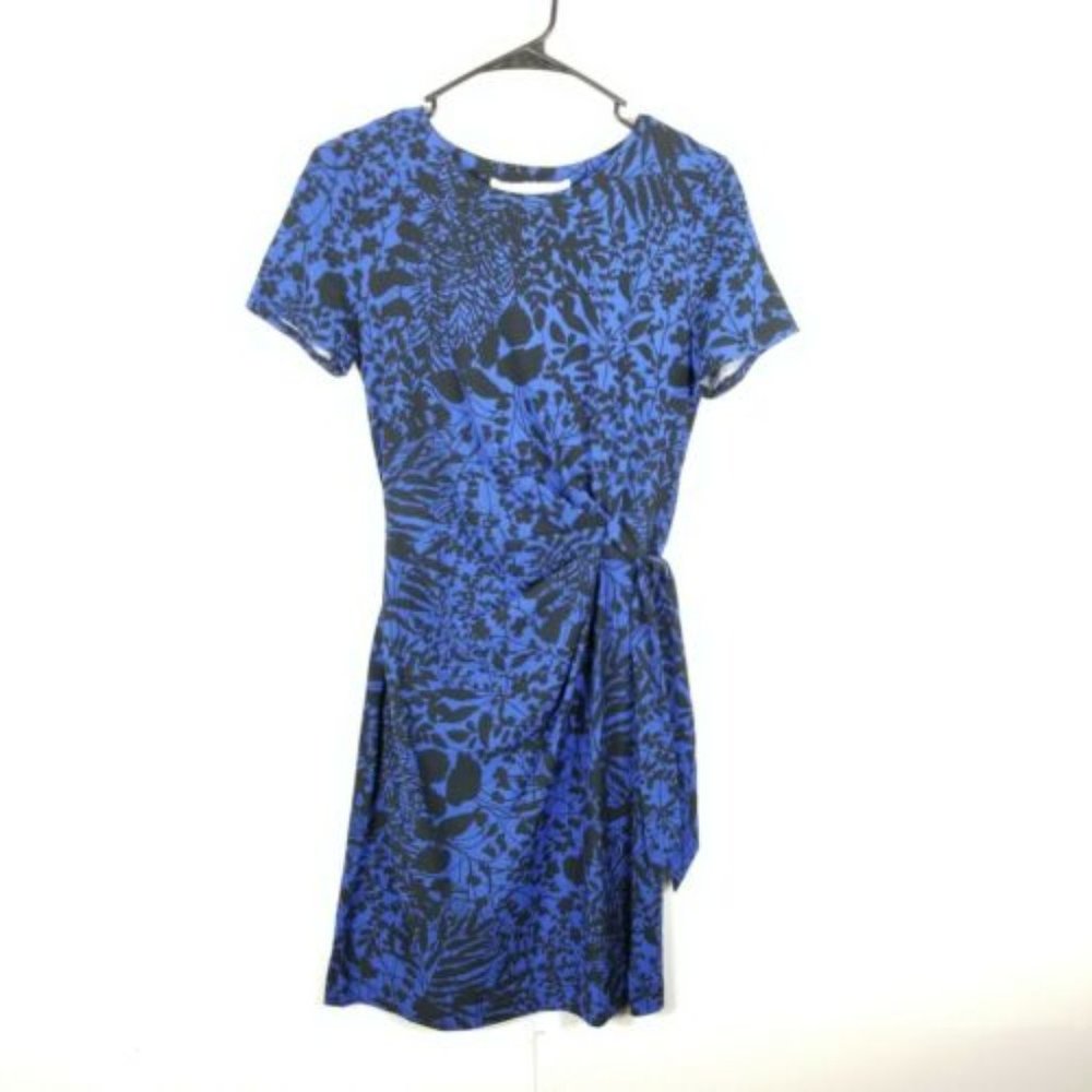 Diane Von Furstenberg Blue and Black Floral Mini Dress